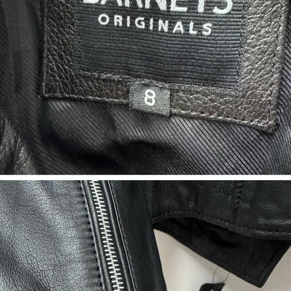 Barney's Originals Black Soft Leather Sheep Nappa Clara Biker Jacket Womens 8 - Picture 6 of 6